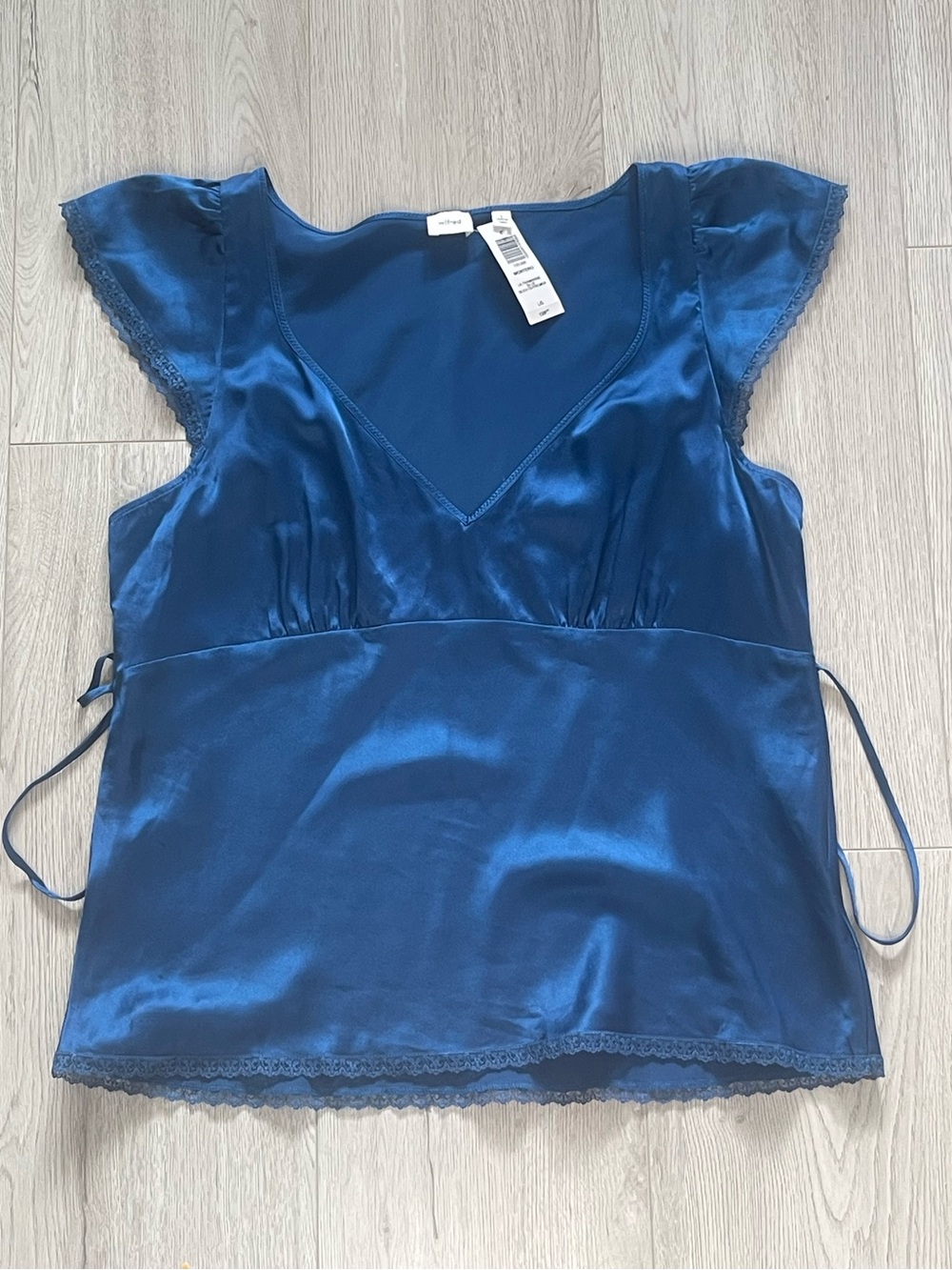 Aritzia Wilfred Montero Blouse - Ultramarine Blue 100% Silk Short Sleeve Top